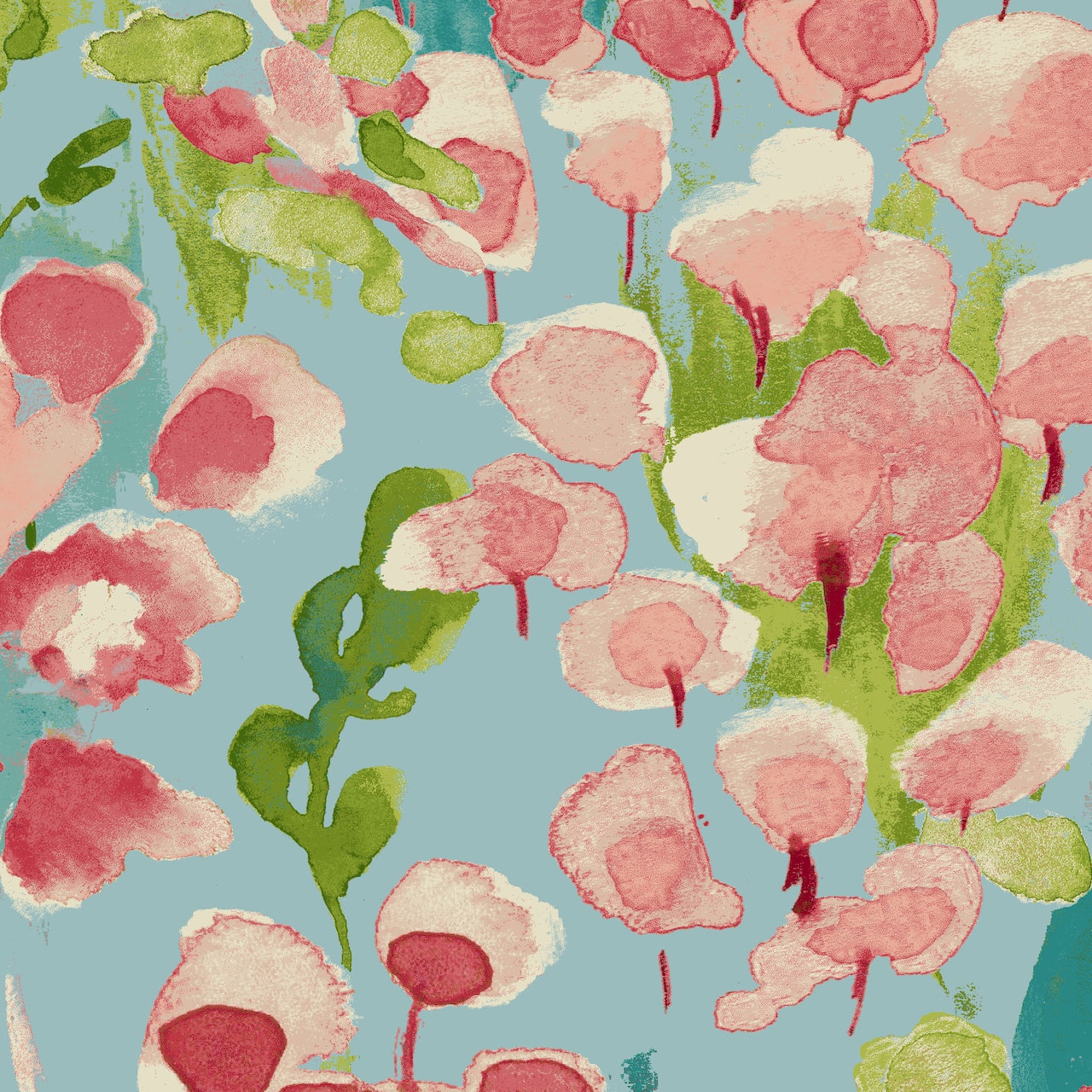 PKL Studio Bright Pink Watercolor Floral Cotton Home D&#xE9;cor Fabric